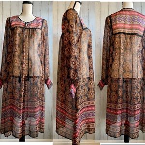 New 4 Love And Liberty Silk Mandala Print Midi Dress